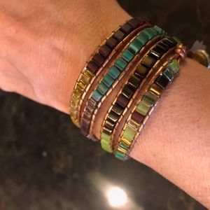 Copper Leather Wrap Bracelet #116
